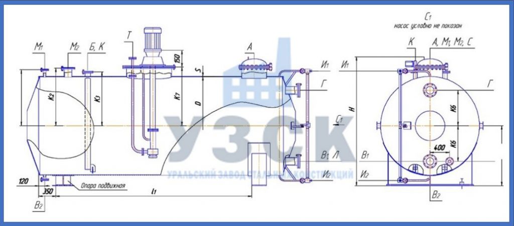 Чертеж емкости ГКК в Токмаке
